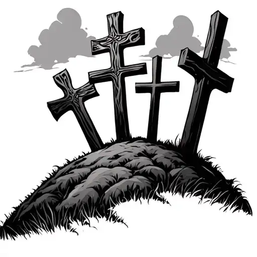 3 Crosses On Hill tattoo design idea