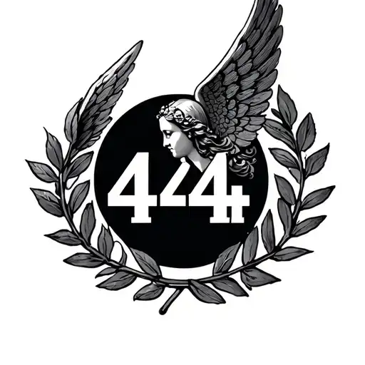 Roman Laurel wreath with angel numbers 444 tattoo design idea