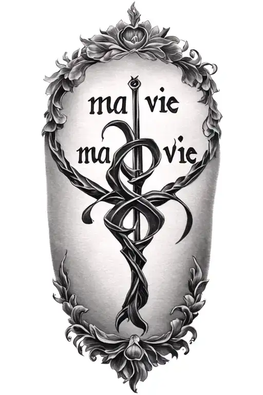 Loyalty symbol ma vie" elegantly written tattoo design idea