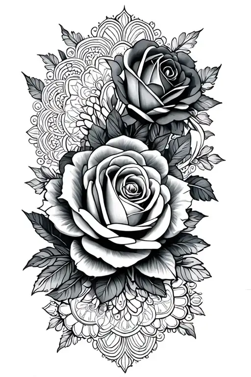 mandala AND roses tattoo design idea
