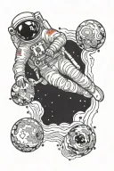Astronaut floating trippy tattoo design idea