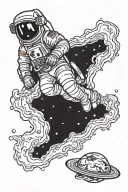 Astronaut floating trippy tattoo design idea