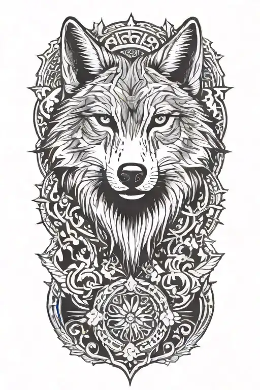 Wolf women tattoo design idea