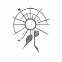 Sun rays with clouds surrounding words tattoo design idea