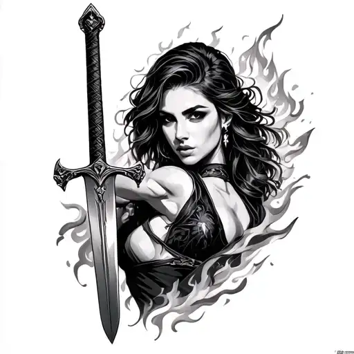 Kayla bosich Jamie lowrie love man women sword fire rise fight lust beauty  tattoo design idea