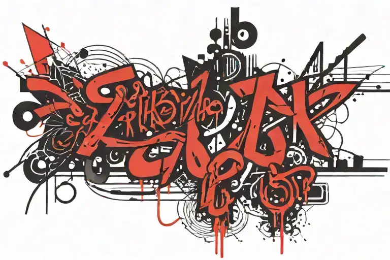 Lettering calligraphy style, neotribal y2k cybersigilism tattoo design idea
