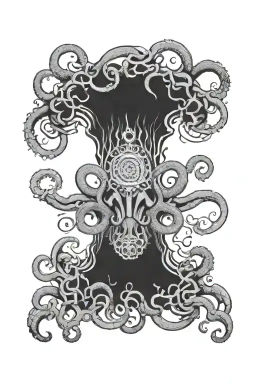 brain kraken multitasking problems time tattoo design idea