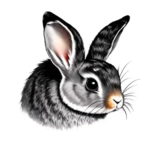Female rabbit one ear up the other bent long eye lashes tattoo design idea
