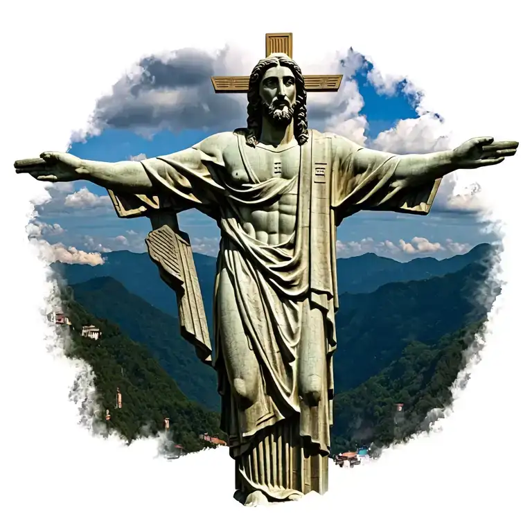 Jesus Christ Redeemer statue in Brazil tattoo design idea