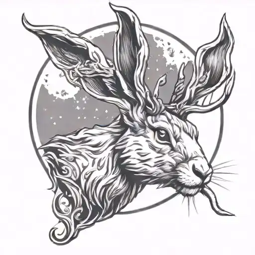 jackalope howling at the moon tattoo design idea