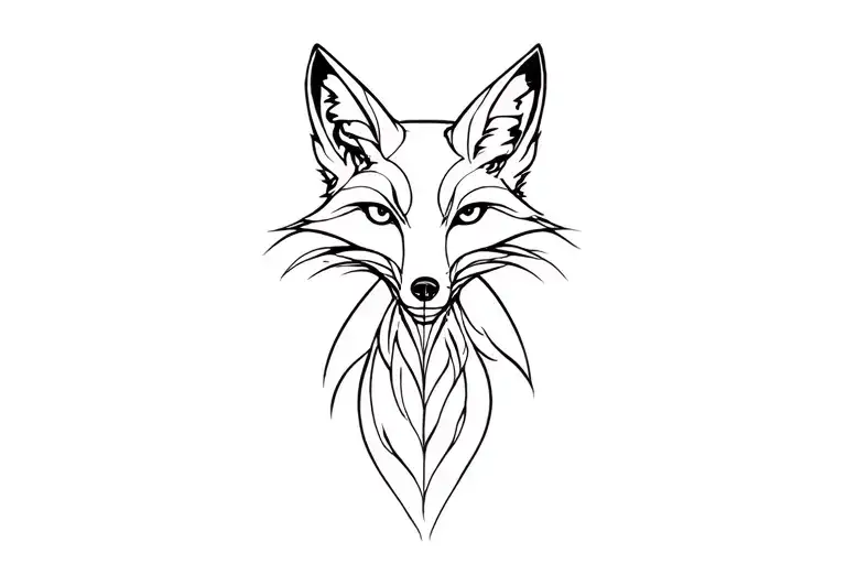 fox full body, mysterious tattoo design idea