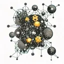 molecular structure with constellations and equations and welding symbols tattoo design idea