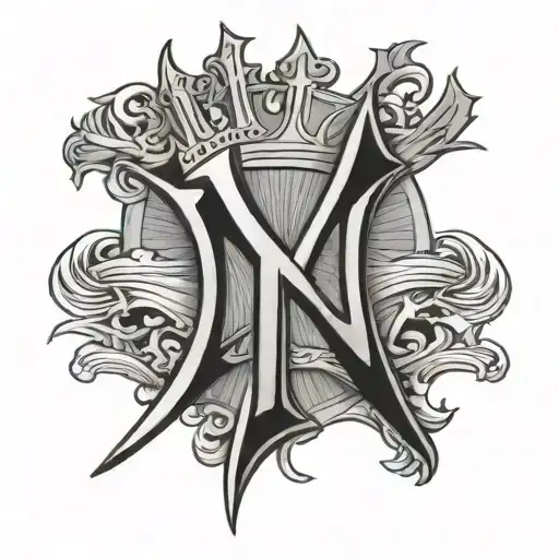 Yankees logo and cross tattoo design idea