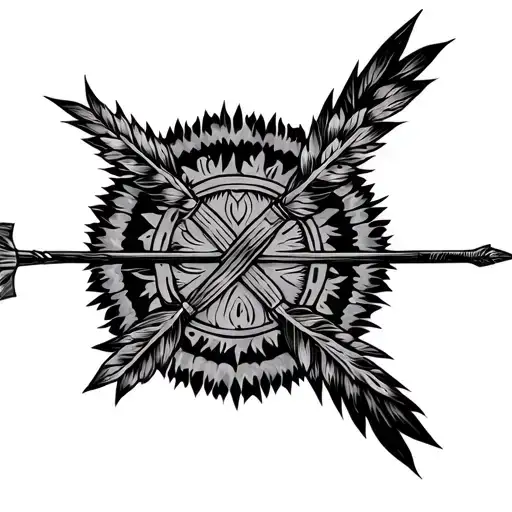 native bow and arrow surrounded tattoo design idea