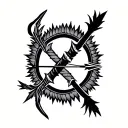 native bow and arrow surrounded tattoo design idea