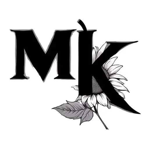 "MK" Sunflower tattoo design idea