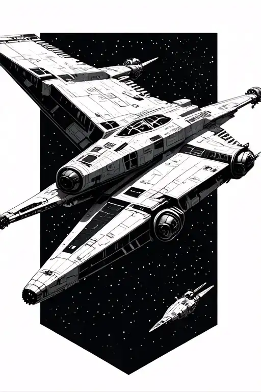 Star Wars ship flying xwing geometric tattoo design idea