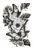 Text "don't let this darkness fool you" and butterflies  tattoo design idea