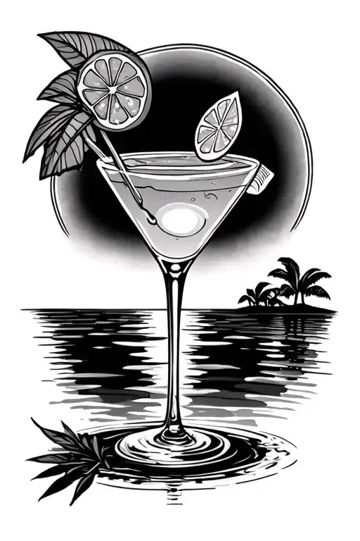 margarita sunset tattoo design idea