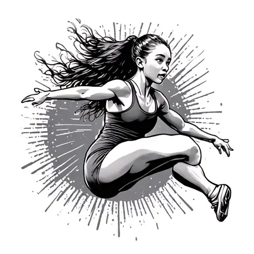  girl Gymnast doing a leap forwards' text tattoo tattoo design idea
