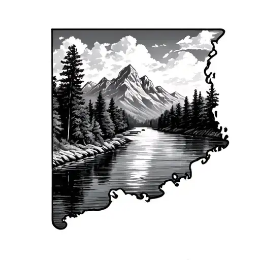 Mississippi River with mountains in the middle tattoo design idea