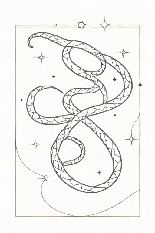 Pleiades constellation with a snake coiled tattoo design idea