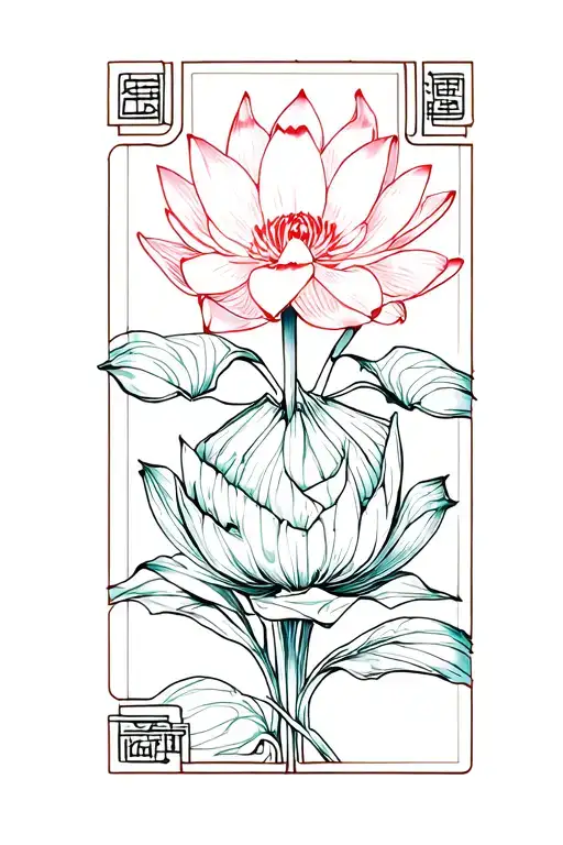Mahjong lotus flower tile tattoo design idea