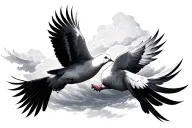 doves flying over storm clouds tattoo design idea