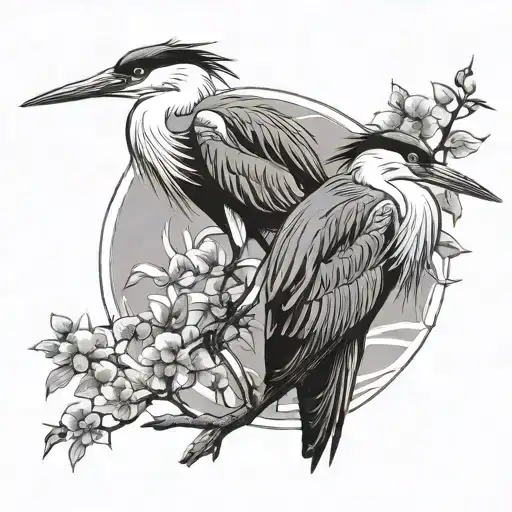 Japanese herons tattoo design idea