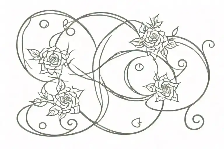 celtic pagan star triple moon with vines roses and butterflies tattoo design idea