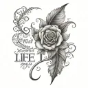 a meaningful tattoo symbolizing the quote "i wanted to end my life, but instead i gave it to someone who needed it" tattoo design idea