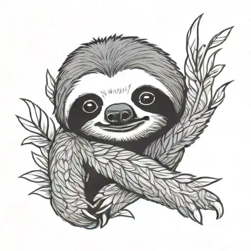 Funny sloth tattoo design idea