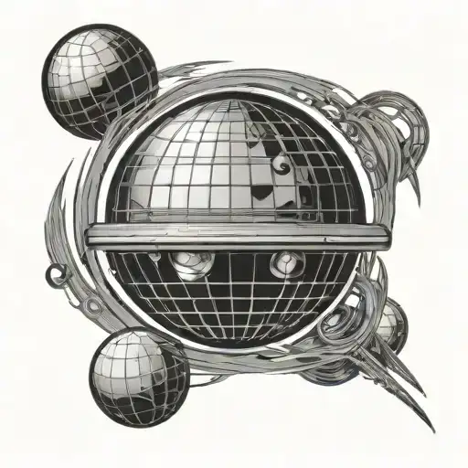 Discoball with Saturn ring tattoo design idea