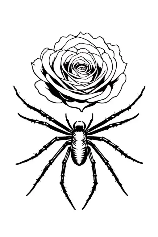 rose web spider tattoo design idea