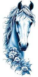 delftware pattern with horse tattoo design idea