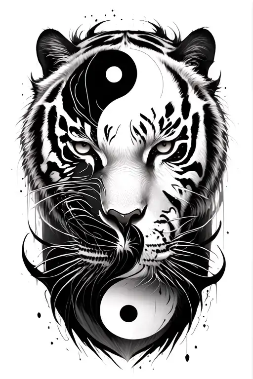 SETH vertical and largest with ying yang and tiger scratch marks tattoo design idea