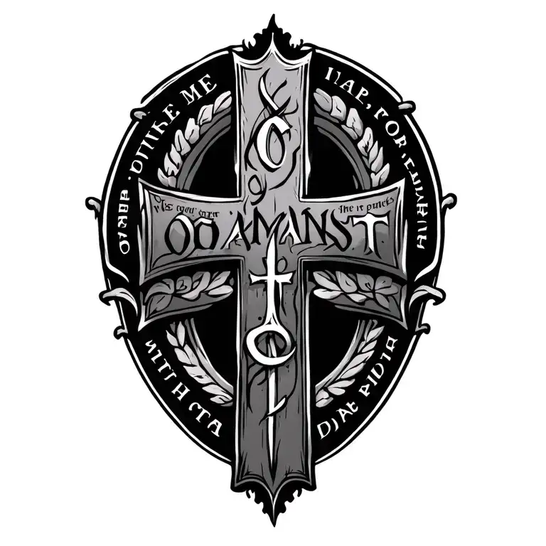 templer cross Latin proverbs with me or against me tattoo design idea