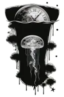 jellyfish and dissolving clock tattoo design idea