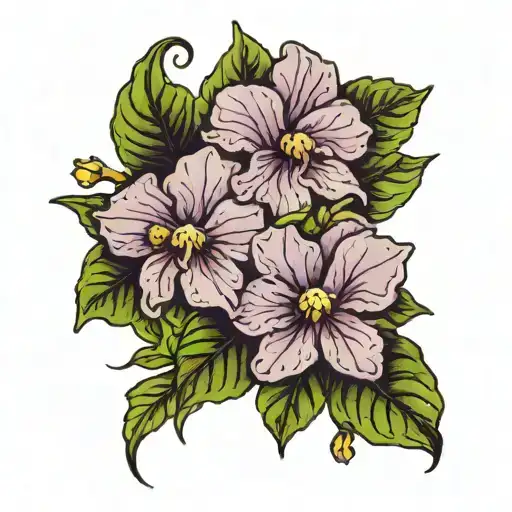 three African violet bouquet tattoo design idea