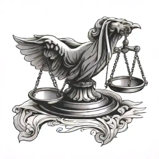 justice scales with other legal references  tattoo design idea
