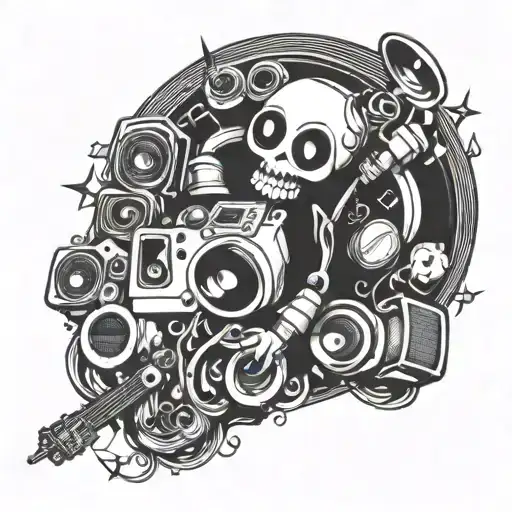 cartoon character music tattoo design idea