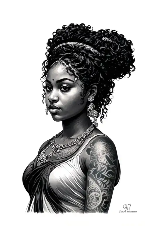 "Debeorah Washington" in arbic and 1971 in roman numerals tattoo design idea