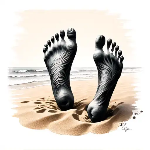 Footprints In The Sand tattoo design idea