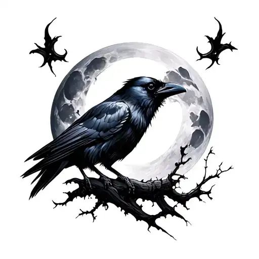 Raven Moon tattoo design idea