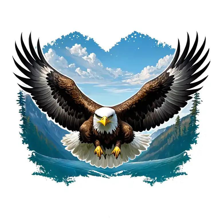 bald eagle soaring tattoo design idea