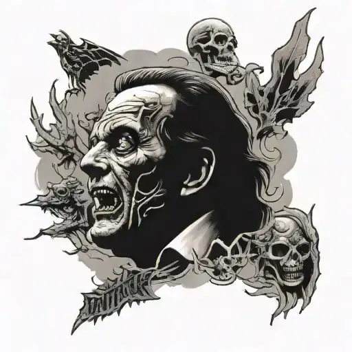 70s horror movie scene tattoo design idea