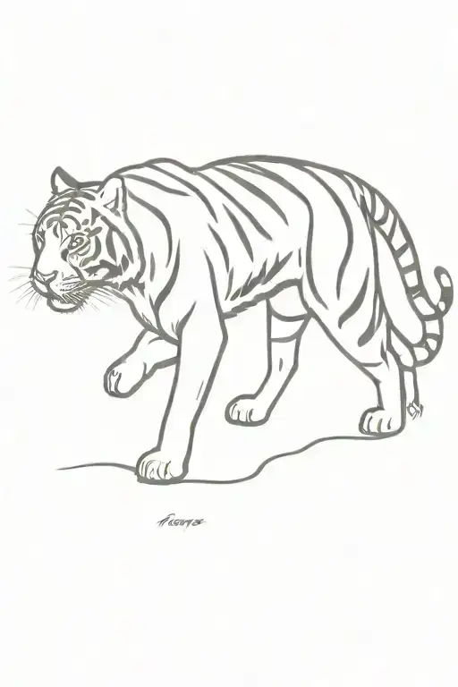 tiger walking tattoo design idea
