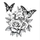 "Ladi D" "Ladi D" Butterflies and Roses lined tattoo design idea