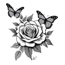"Ladi D" "Ladi D" Butterflies and Roses lined tattoo design idea