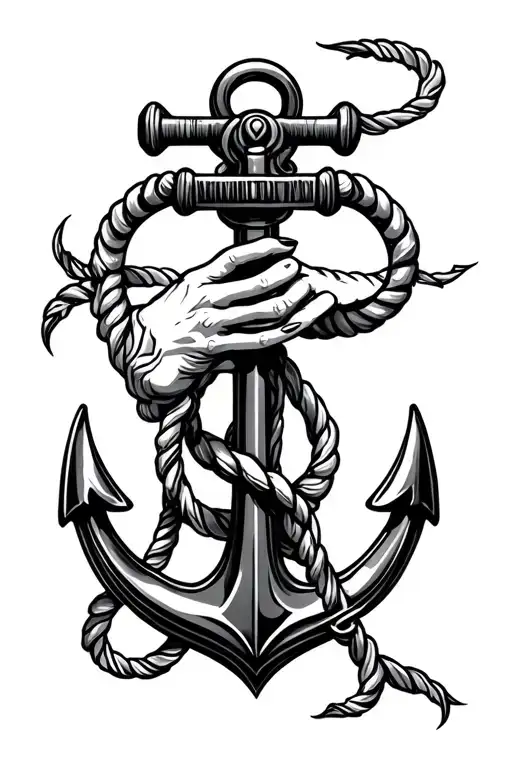 Gods hand pulling up an anchor intertwined tattoo design idea
